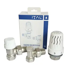 Комплект радіаторний ITAL 1/2" кутовий термостатичний №1