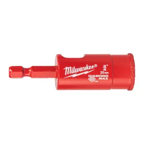 Коронка алмазна Diamond Plus/Max MILWAUKEE, діаметр 20,0мм (1/4'' Hex) (свердління з водою) №1