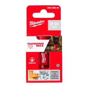 Коронка алмазна Diamond Plus/Max MILWAUKEE, діаметр 20,0мм (1/4'' Hex) (свердління з водою) №2
