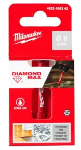 Коронка алмазна Diamond Plus/Max MILWAUKEE, діаметр 6,0мм (1/4'' Hex) (свердління з водою) №2
