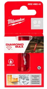 Коронка алмазна Diamond Plus/Max MILWAUKEE, діаметр 8,0мм (1/4'' Hex) (свердління з водою) №2