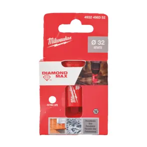 Коронка алмазна Diamond Plus/Max MILWAUKEE, діаметр 32,0мм (1/4'' Hex) (свердління з водою) №2