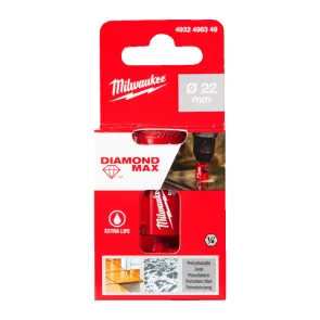 Коронка алмазна Diamond Plus/Max MILWAUKEE, діаметр 22,0мм (1/4'' Hex) (свердління з водою) №2