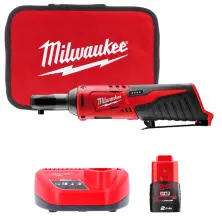 Гайковерт-трещітка акумуляторний 1/4" MILWAUKEE, M12 IR-201B, 40Нм (зарядний пристрій С12, 1 акумулятор М12 В2 2Аг, сумка)