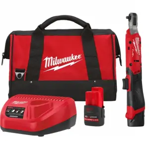 Гайковерт-трещотка компактный угловой аккумуляторный бесщеточный 1/4'' MILWAUKEE, M12 FIR14G2-252B, 61Нм (зарядное устройство С12, №6