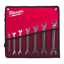 Набір ключів ріжкових метричних хромованих MILWAUKEE, (6x7, 8x9, 10x11, 12x13, 14x15, 16x17, 18x19мм) (7шт) трикотажний чохол