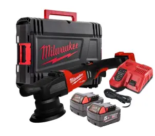 Машина полірувальна ексцентрикова акумуляторна безщіткова MILWAUKEE, M18 FROP21-502X, діаметр 150мм (зарядний пристрій M12-18 FC №1