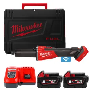 Шліфмашина пряма акумуляторна безщіткова MILWAUKEE, M18 FDGROVB-502X (зарядний пристрій M12-18 FC, 2 акумулятори М18 В5 5Аг, HDк №1