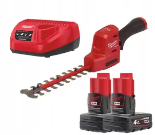 Кущоріз акумуляторний безщітковий MILWAUKEE, M12 FHT20-402, лезо 20см (зарядний пристрій С12 С, 2 акумулятори М12 В4 4Аг, картон №1