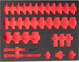 Пенное вложение с ложементом для удлиненных головок ShW 1/2" SKT, (34шт) (45х536х417мм) для шкафов металлических MILWAUKEE