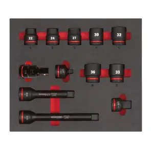 Ложемент с головками ShW 3/4'' STD MILWAUKEE, (12шт) (45х536х417мм) для тележек №1