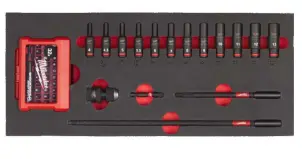 Ложемент з бітами та головками ударними 1/4'' ShW MILWAUKEE, (17шт) (45х175,8х417мм) для візків №1