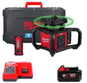 Рівень лазерний ротаційний акумуляторний MILWAUKEE, M18 RLOHVG300-501C, 300м (зарядний пристрій M12-18 C, 1 акумулятор М18 В5 5А №1