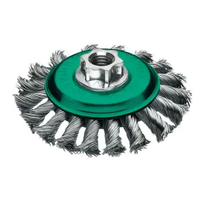 Щітка конічна для кутових шліфувальних машин MILWAUKEE, M14 100х12мм S, нержавіюча сталь, кручена, 0,5мм №1