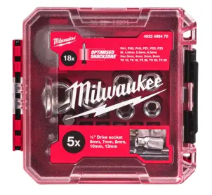 Набір ударних біт, головок з компактною з тріскачкою 1/4" MILWAUKEE, (25шт) пластиковий кейс №2