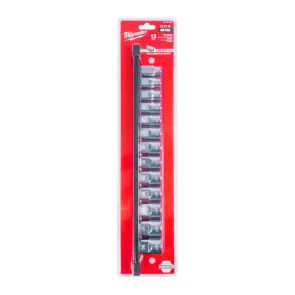 Набір головок торцевих хромованих 1/2'' MILWAUKEE (12 гранн.) на планці (13шт) №3