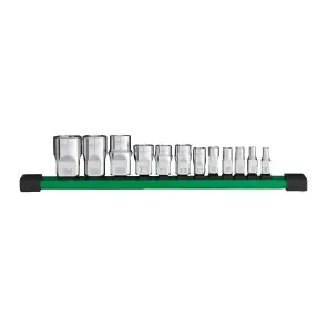 Набір головох хромованих метричних 1/4'', 3/8'', 1/2'' TORX Е-стандарт MILWAUKEE на планці (13шт) №1