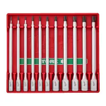 Набір головок торцевих хромованих подовжених 1/4'' та 3/8'' MILWAUKEE, з бітами TORX (T8-T50) в чохлі, (11шт) в магазині TVOE