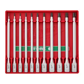 Набір головок торцевих хромованих подовжених 1/4'' та 3/8'' MILWAUKEE, з бітами TORX (T8-T50) в чохлі, (11шт) №1