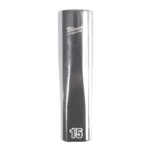 Головка торцева хромована 1/2'' MILWAUKEE, (зірочка 12 гранн.) подовжена, 15мм №1
