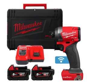 Шуруповерт ударний акумуляторний безщітковий 1/4" HEX MILWAUKEE, M18 ONEID3-502X, 226Нм (зарядний пристрій M12-18 FC, 2 акумулят №1