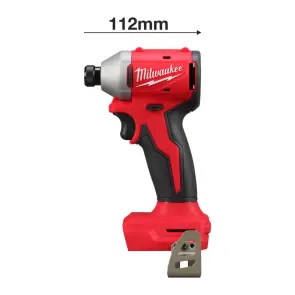 Шуруповерт ударний акумуляторний безщітковий 1/4'' HEX MILWAUKEE, M18 BLIDRC-0. 190Нм (каркас, кліпса для ременя, картонне пакув №3