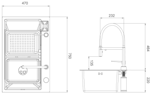 Кухонна мийка Gappo Profi GS 7547-13 750x470 мм №8