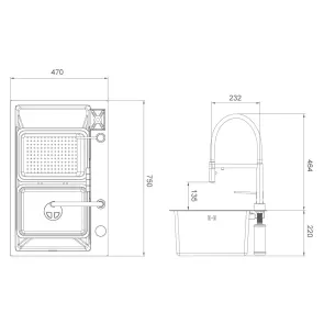 Кухонная мойка GAPPO PROFI GS 7547-19, 750х470, оружейная сталь №7