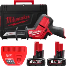 Пила шабельна акумуляторна безщіткова MILWAUKEE, M12 CHZ-602C (зарядний пристрій С12 С, 2 акумулятори М12 В6 6Аг, полотно, HDкей