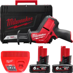 Пила сабельная аккумуляторная бесщеточная MILWAUKEE, M12 CHZ-602C (зарядное устройство С12 С, 2 аккумулятора М12 В6 6Ач, холст, HDкей №1
