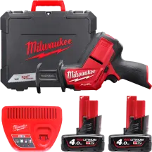 Пила шабельна акумуляторна безщіткова MILWAUKEE, M12 CHZ-402C M12 (зарядний пристрій С12 , 2 акумулятори М12 В2 2Аг, полотно, ке