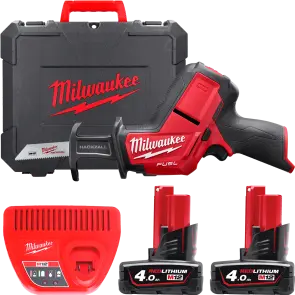 Пила шабельна акумуляторна безщіткова MILWAUKEE, M12 CHZ-402C M12 (зарядний пристрій С12 , 2 акумулятори М12 В2 2Аг, полотно, ке №1