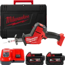Пила шабельна акумуляторна MILWAUKEE, M18 FHZ-502X (зарядий пристрій M12-18 FC, 2 акумулятори М18 В5 5Аг, полотно, HDкейс)