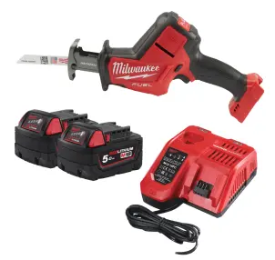 Пила сабельная аккумуляторная MILWAUKEE, M18 FHZ-502X (зарядное устройство M12-18 FC, 2 аккумулятора М18 В5 5Ач, холст, HDкейс) №2