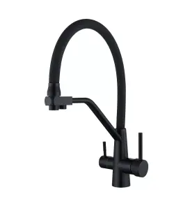 Смеситель для кухни WEZER INX4A-08-BLACK на две воды, нержавеющая сталь, черный №1
