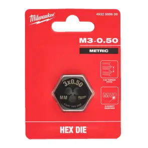Плашка шестигранна MILWAUKEE, М3-0,5мм №2