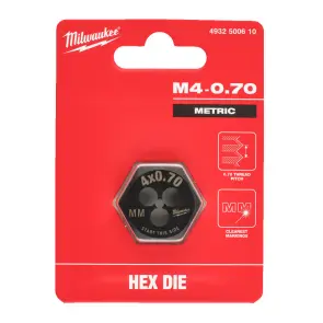 Плашка шестигранна MILWAUKEE, М4-0,7мм №2