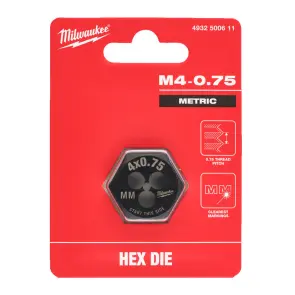 Плашка шестигранна MILWAUKEE, М4-0,75мм №2