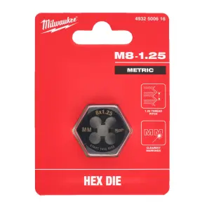 Плашка шестигранна MILWAUKEE, М8-1,25мм №2
