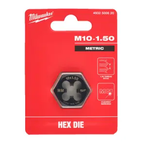 Плашка шестигранна MILWAUKEE, М10-1,50мм №2