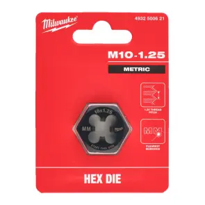 Плашка шестигранная MILWAUKEE, М10-1,25мм №2