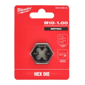 Плашка шестигранна MILWAUKEE, М10-1,00мм №2