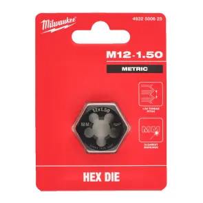 Плашка шестигранна MILWAUKEE, М12-1,50мм №2