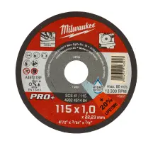 Диск отрезной по металлу MILWAUKEE, SCS 41/115х1 PRO+, диаметр 115мм