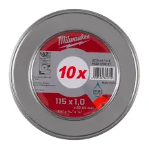 Диск відрізний по металу MILWAUKEE, SCS 41/115x1 PRO+, діаметр 115мм, (10шт) металевий футляр