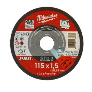 Диск відрізний по металу MILWAUKEE, SCS 41/115х1.5 PRO+, діаметр 115мм №1