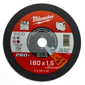 Диск відрізний по металу MILWAUKEE, SCS41/180X1,5 PRO+, діаметр 180мм №1