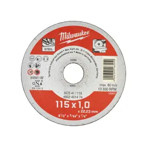 Диск відрізний по металу MILWAUKEE, SCS 41/115х1, діаметр 115мм №1