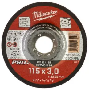Диск відрізний по каменю MILWAUKEE, CC 42/115х3 PRO+, діаметр 115мм №1