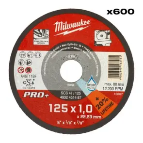 Диск відрізний по металу MILWAUKEE, SCS 41/125х1 PRO+, діаметр 125мм, (600шт) №1